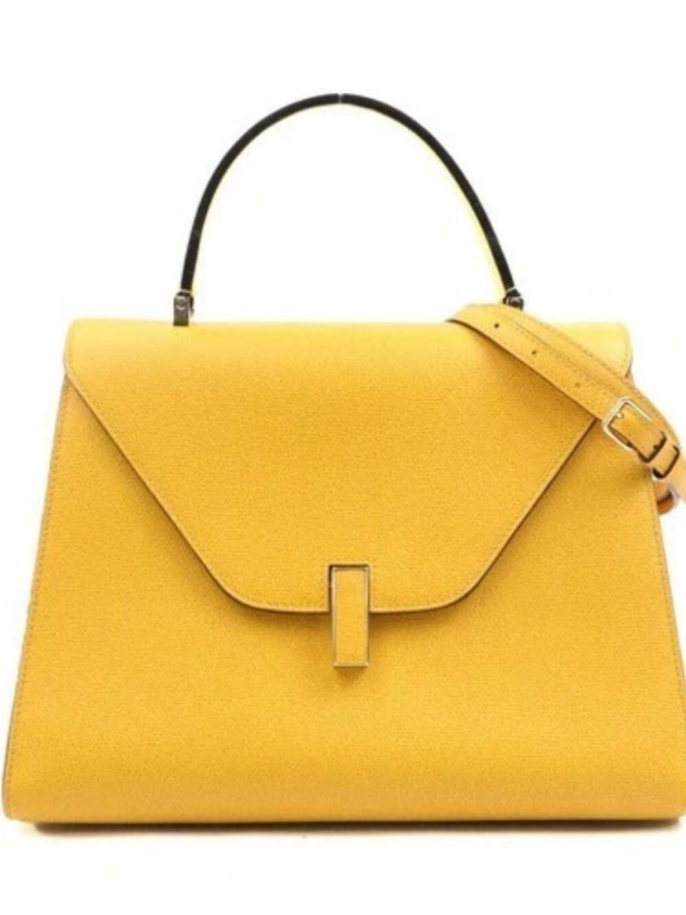 Auth Valextra Iside Medium Handbag Shoulder Bag Yellow Leather - 90198a